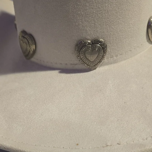 White Cowboy Hat with Silver Accents - Picture 2 of 3